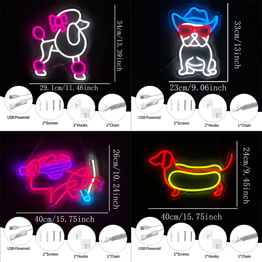 Animal Led Neon Sign, Cute Dog Icon, The Best Birthday Gift For Dog Lovers, Used For Bedroom, Bar, Game Room, Party Decor.