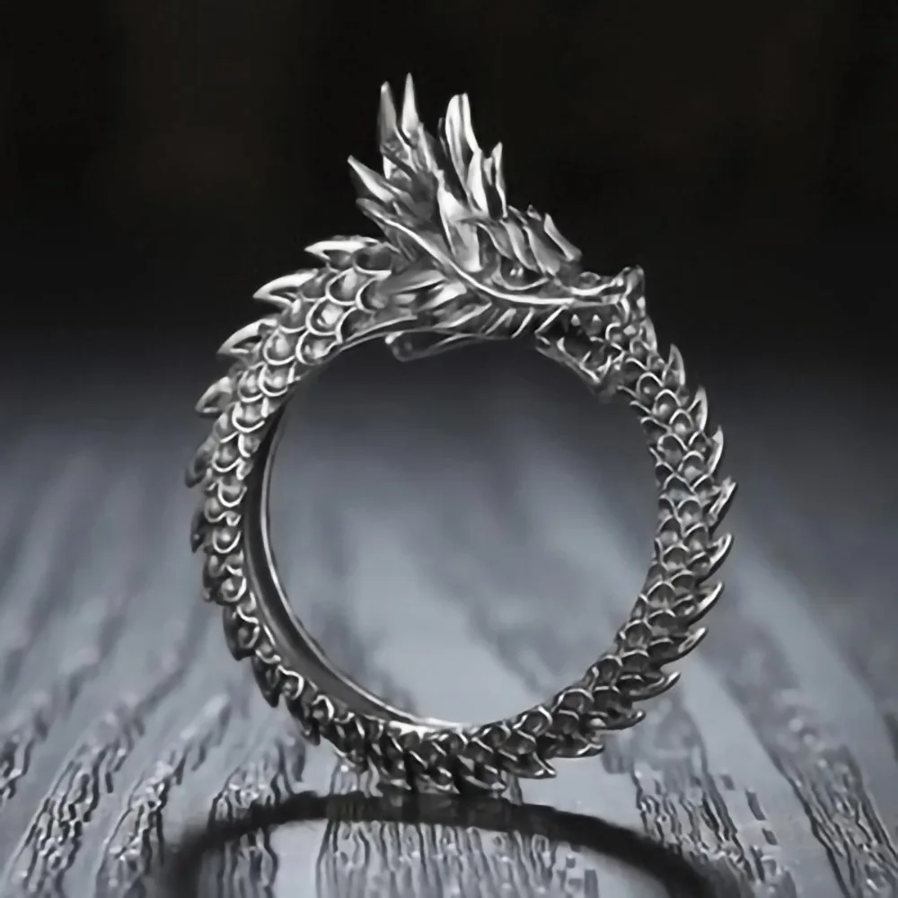 New Retro Domineering Dragon 925 Sterling Silver Jewelry Personality Zodiac Creative Popular Opening Rings R239