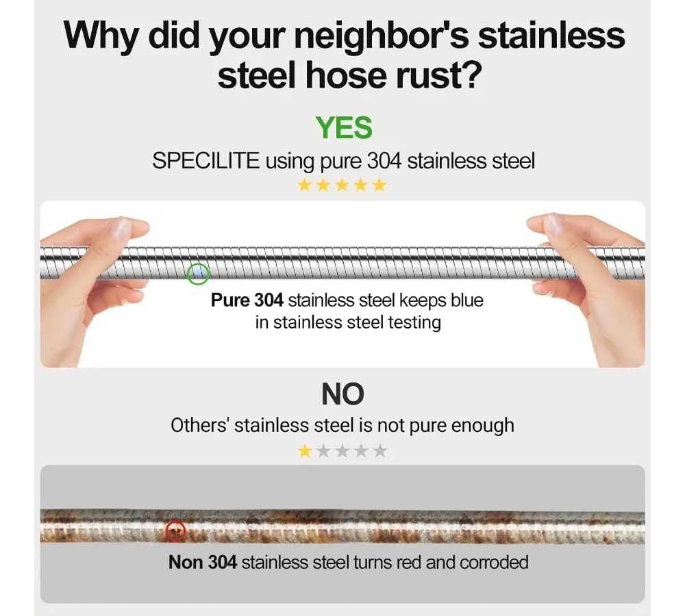 خرطوم حديقة من الفولاذ المقاوم للصدأ بطول 50 قدم، أنبوب مياه مرن عالي التحمل مع فوهة لا تتشابك أبدًا في ساحة خارجية #2