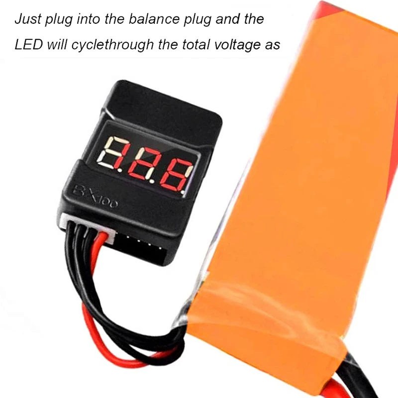 1Set Bx100 1-8S Lithium Batterij Spanningstester Lage Druk Alarm Batterij Spanning Checker Zwart Voor Rc Auto