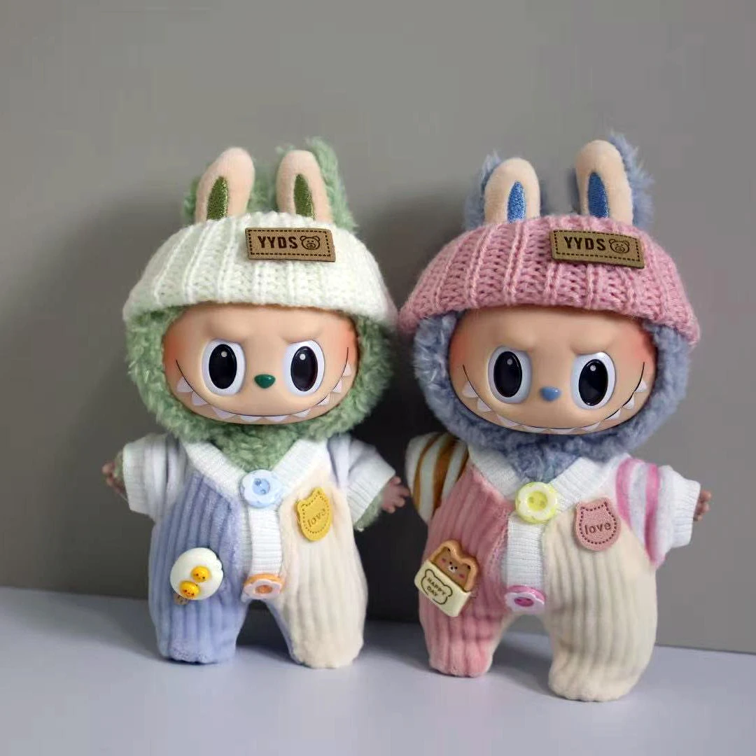 

Милая кукольная одежда для Labubu 17 см, мини-одежда со шляпой, аксессуары, нарядные детские игрушки, подарки на день рождения для мальчиков и девочек