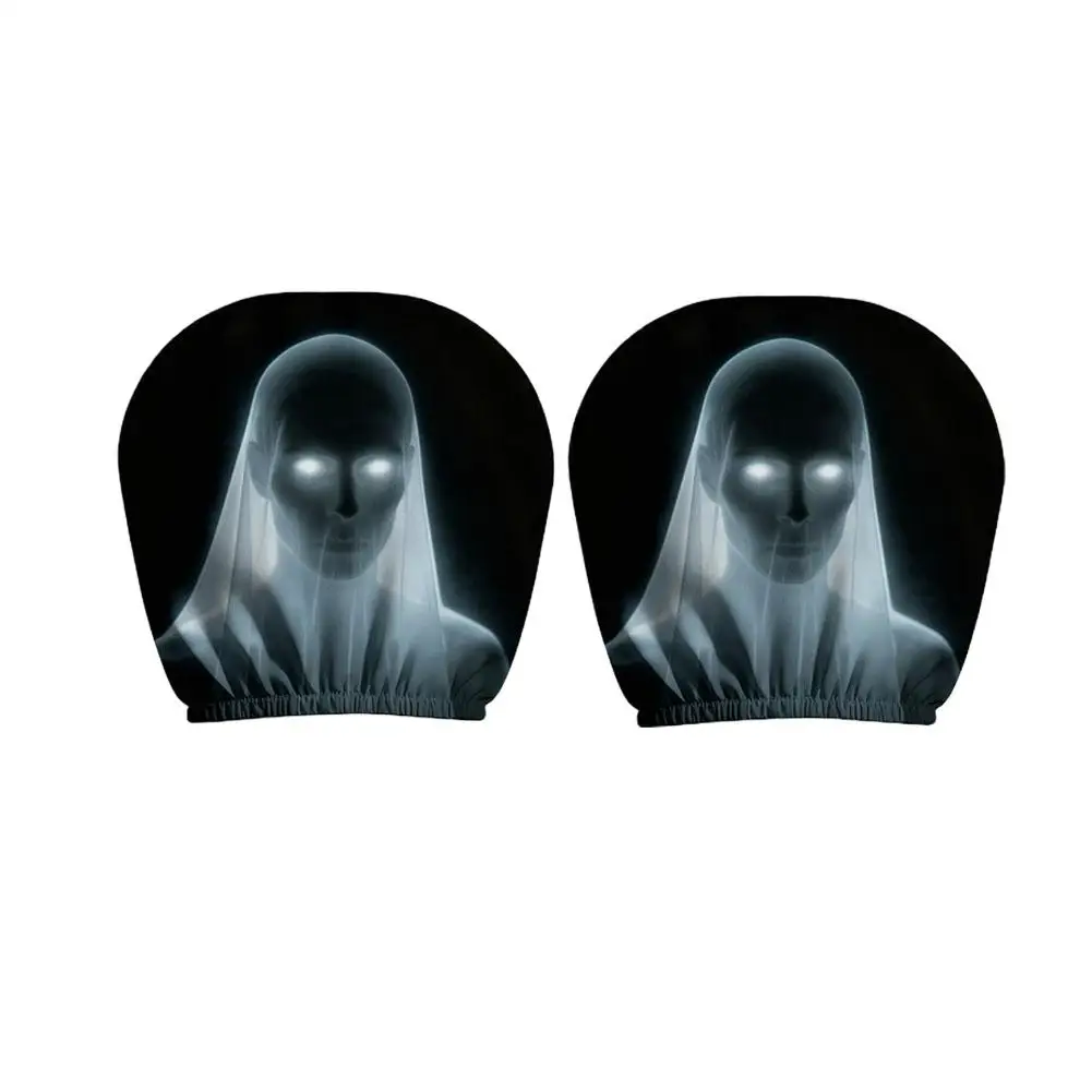 Universelle Horror-Gesichts-Schonbezüge für Autokopfstützen, Gruseliger Schwarzer Totenkopf-Design, Lustig und Verspielt, Sitzschutz für alle Gelegenheiten, Auto-Zubehör – Detail 3