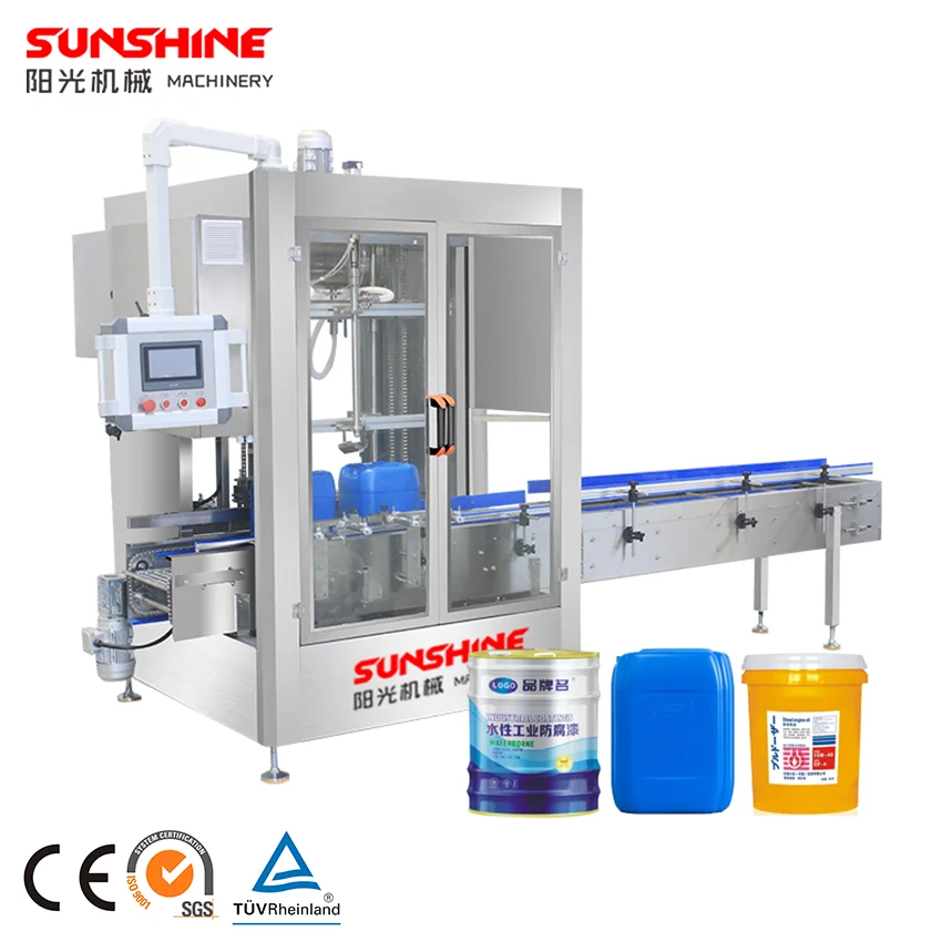 Fully Automatic Weighting Type 20 Liter Mental Tin Paint Bucket Pail Large Barrel Drum Chemical Paint Filling Machine