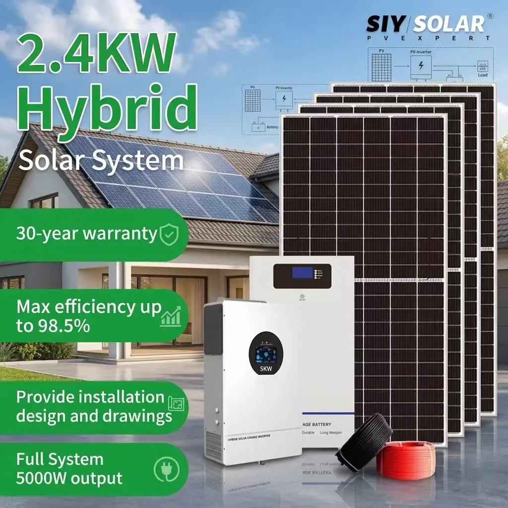 Custom Logo 2.4KW Hybrid Solar System 2400W 24V Energy Storage Manufacturer Branding Service Complete Photovoltaic Set