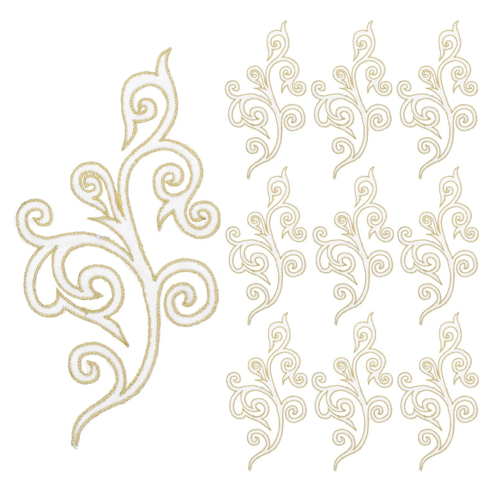 

10pcs Back Glue Embroidery Flower Patches Gold Foil Applique For Wedding Dress Diy Craft Iron On Decorative Stickers