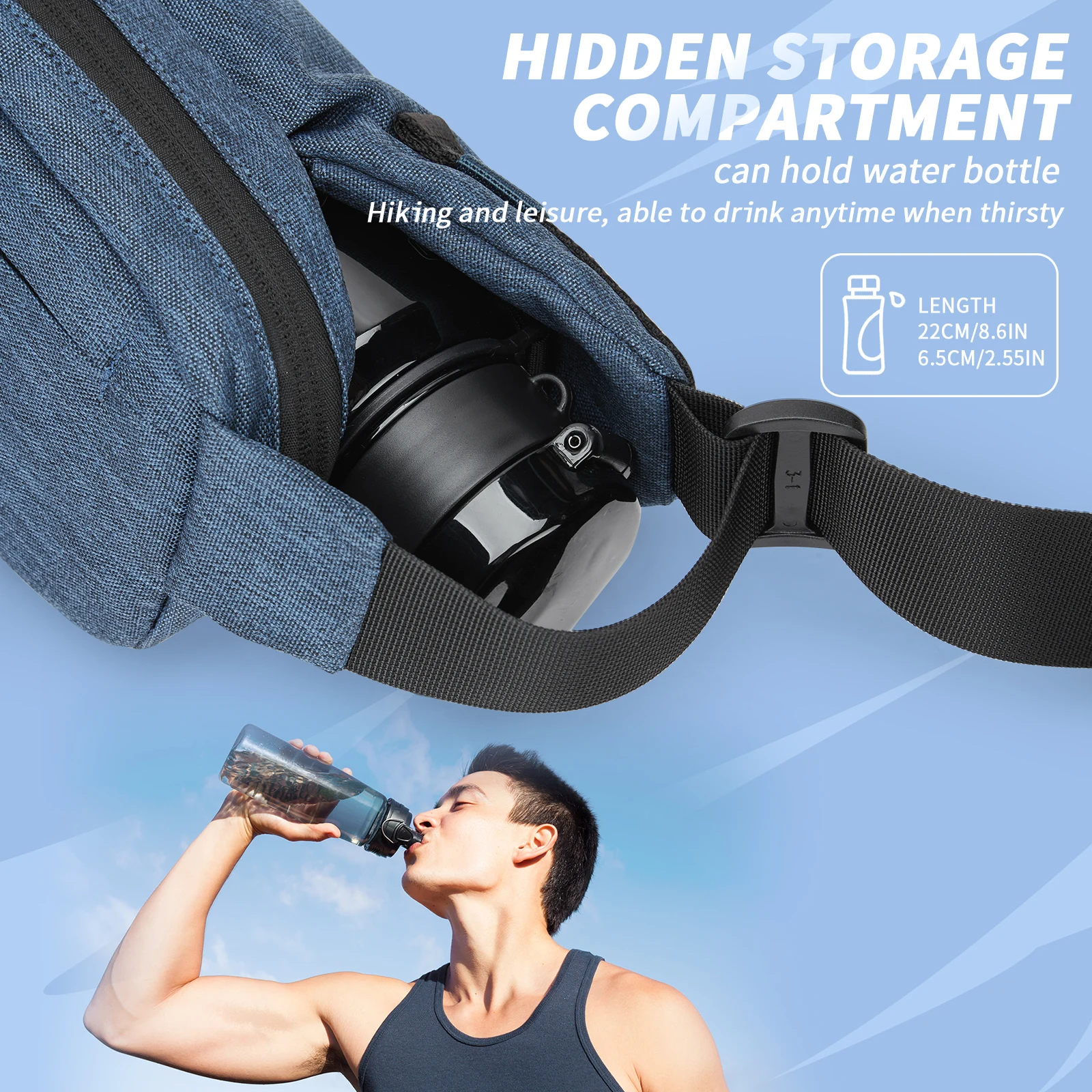 Marsupio a tracolla antifurto per uomo donna, zaino piccolo con una borsa a tracolla, zaino a tracolla per lo sport