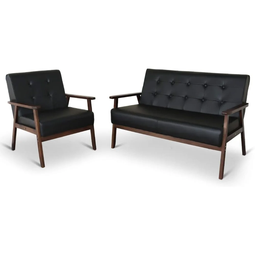 JIASTING Mid-Century Retro Modern Living Room Sofa Set with Loveseat and Seating Sofa Chair, Couch and Lounge Chairs