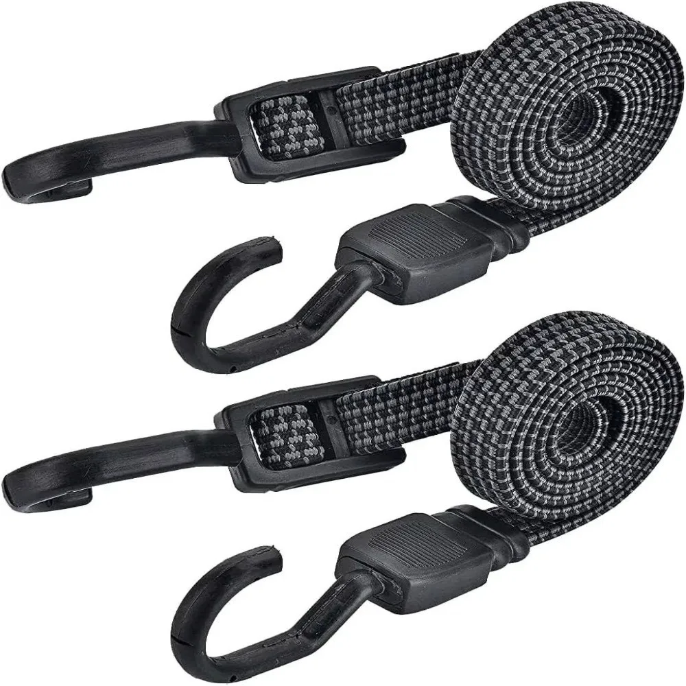 Adjustable Length Cargo Tie Down Straps Rubber Hooks Thickened Design Elastic Luggage Straps Strong Rubber Cord Flat Wide Design