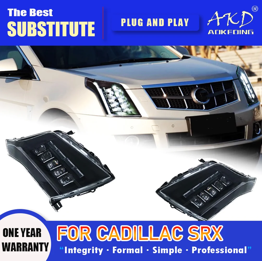 

AKD Head Lamp for Cadillac SRX LED Headlight 2010-2015 Headlights SRX DRL Turn Signal High Beam Angel Eye Projector