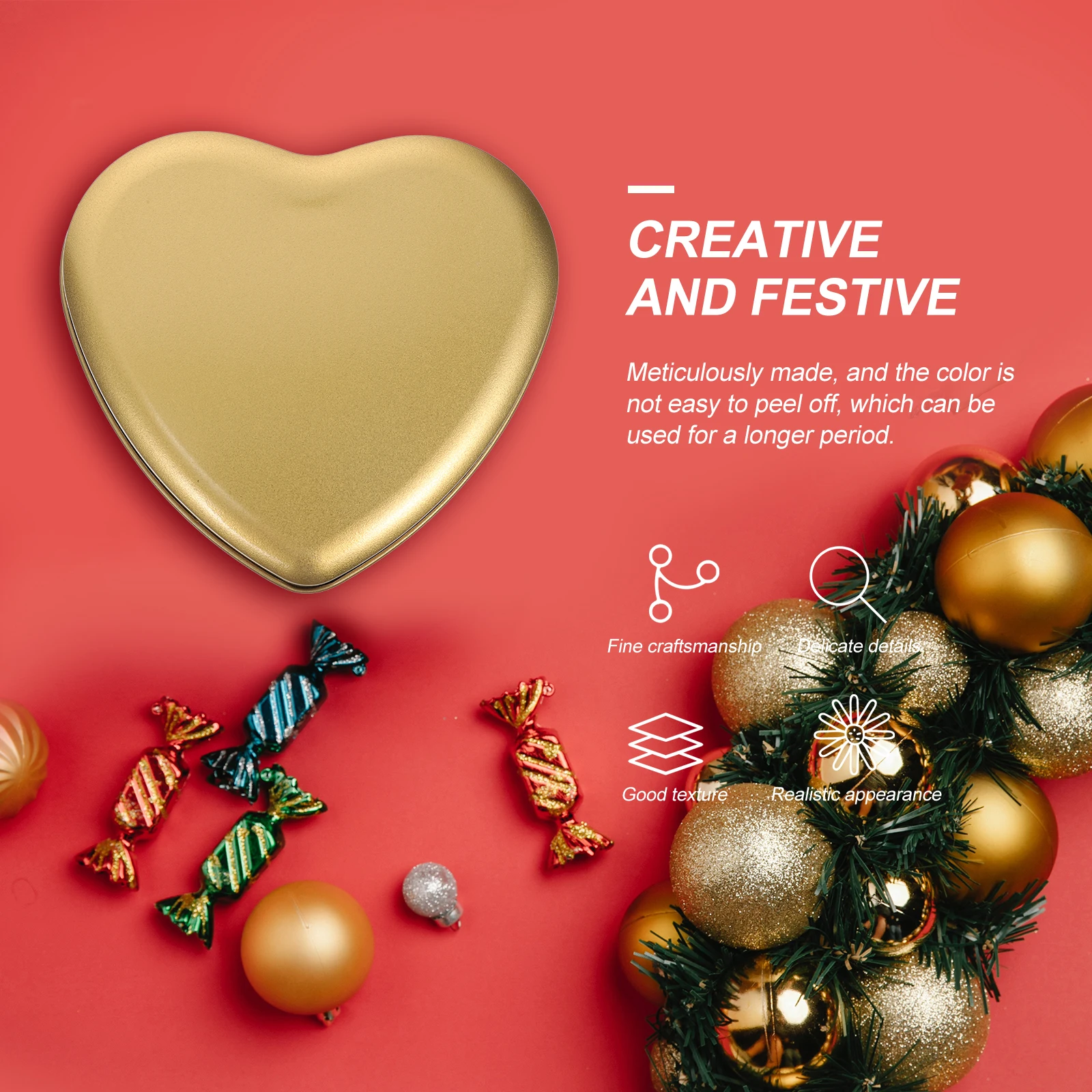 

4 Pcs Heart Shaped Candy Gift Box Golden Large Durable Storage Sweets Holder Travel Boxes Presents Decorative Packaging