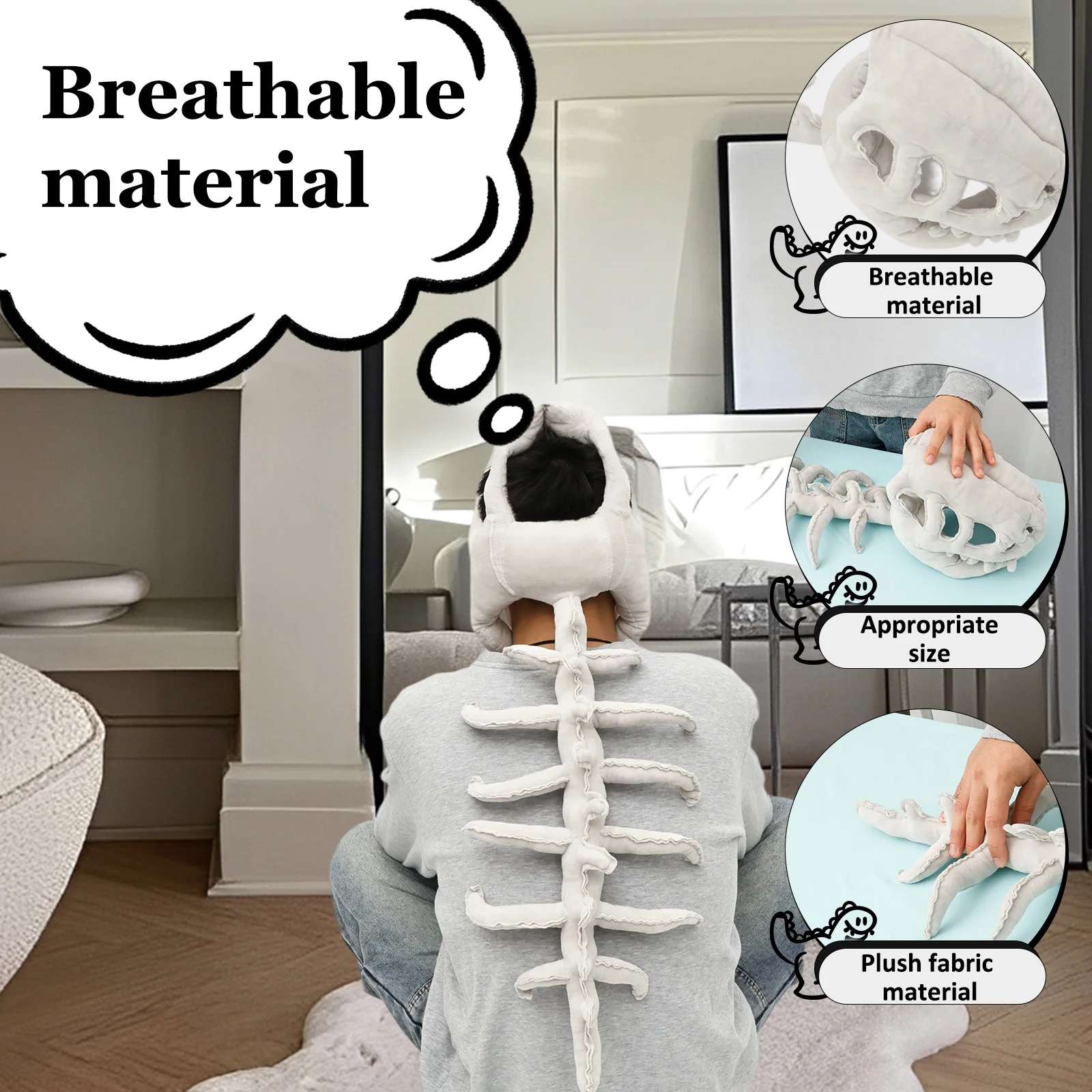 Realistic Dinosaur Skeleton Costume Set Funny Headgear Halloween Fun Cosply Party Dress up Clothing Plush Toys Creative Gifts