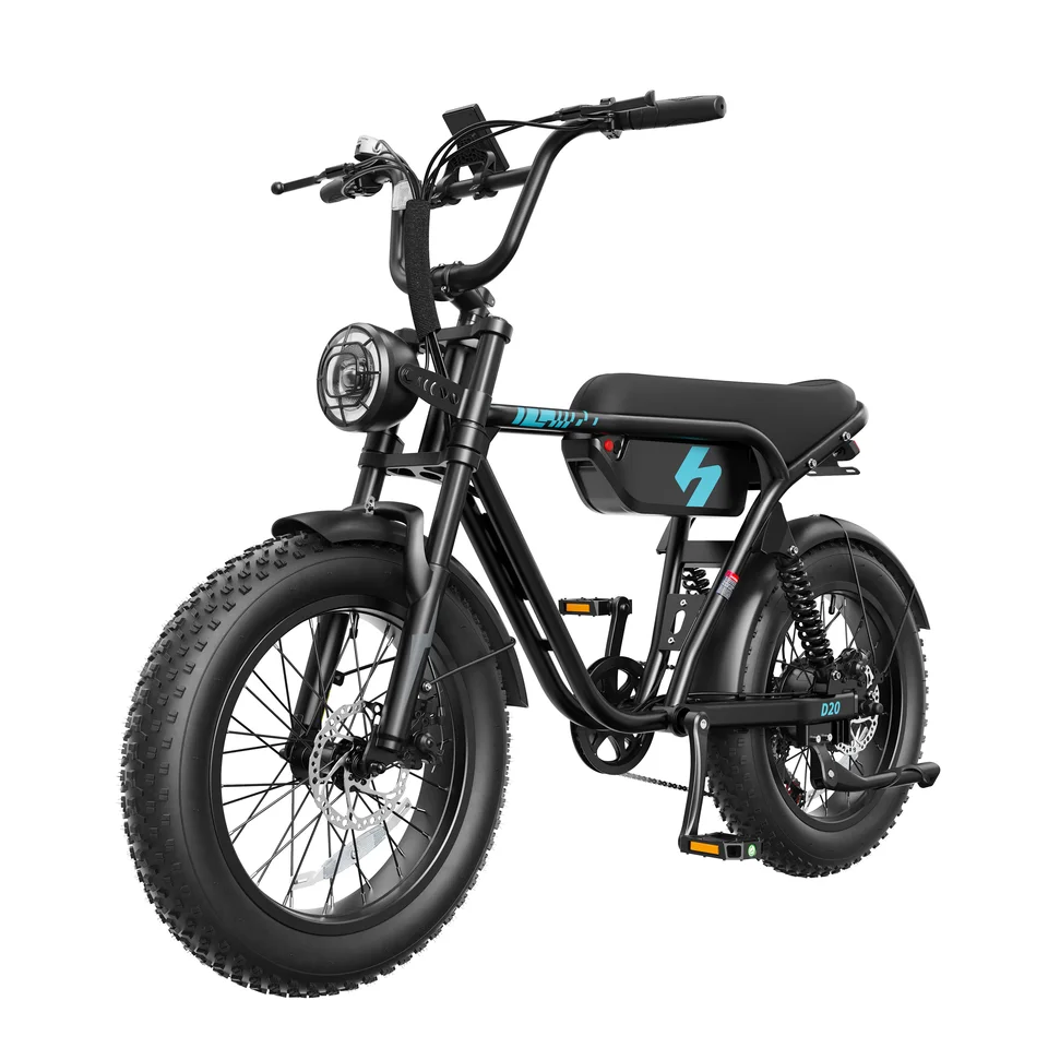 Hopepeak D20 Electric Bike, 20" Fat Tires Electric Mountain Bike, 1800W Peak Motor 48V 15.6Ah, 28 MPH 75Mi Range Off-Road Ebike with Full Suspension image 1