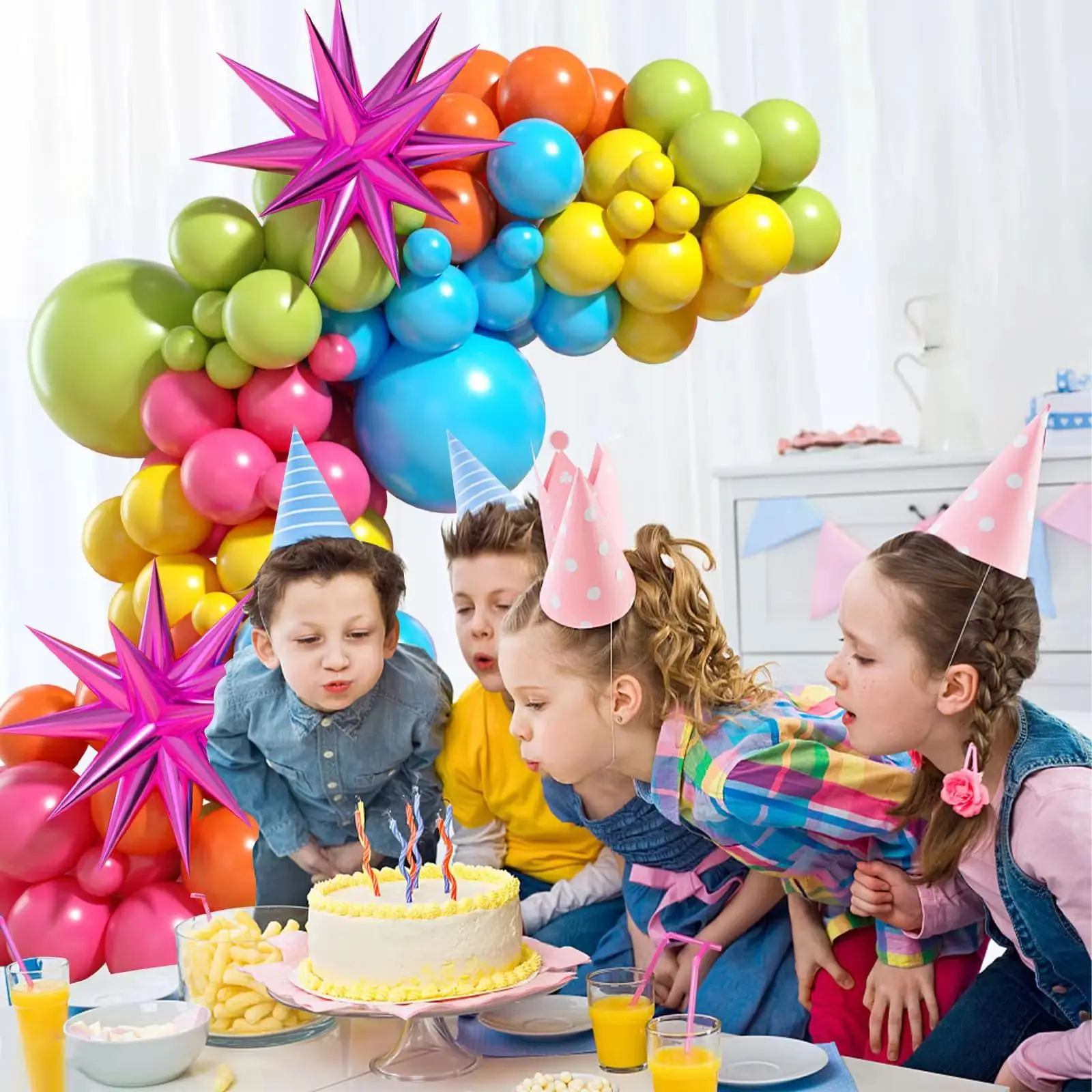 108pcs Pink Yellow Orange Rose Red Blue Rainbow Balloon Garland Arch Kit Birthday Wedding Baby Shower Decoration Girls Supplies