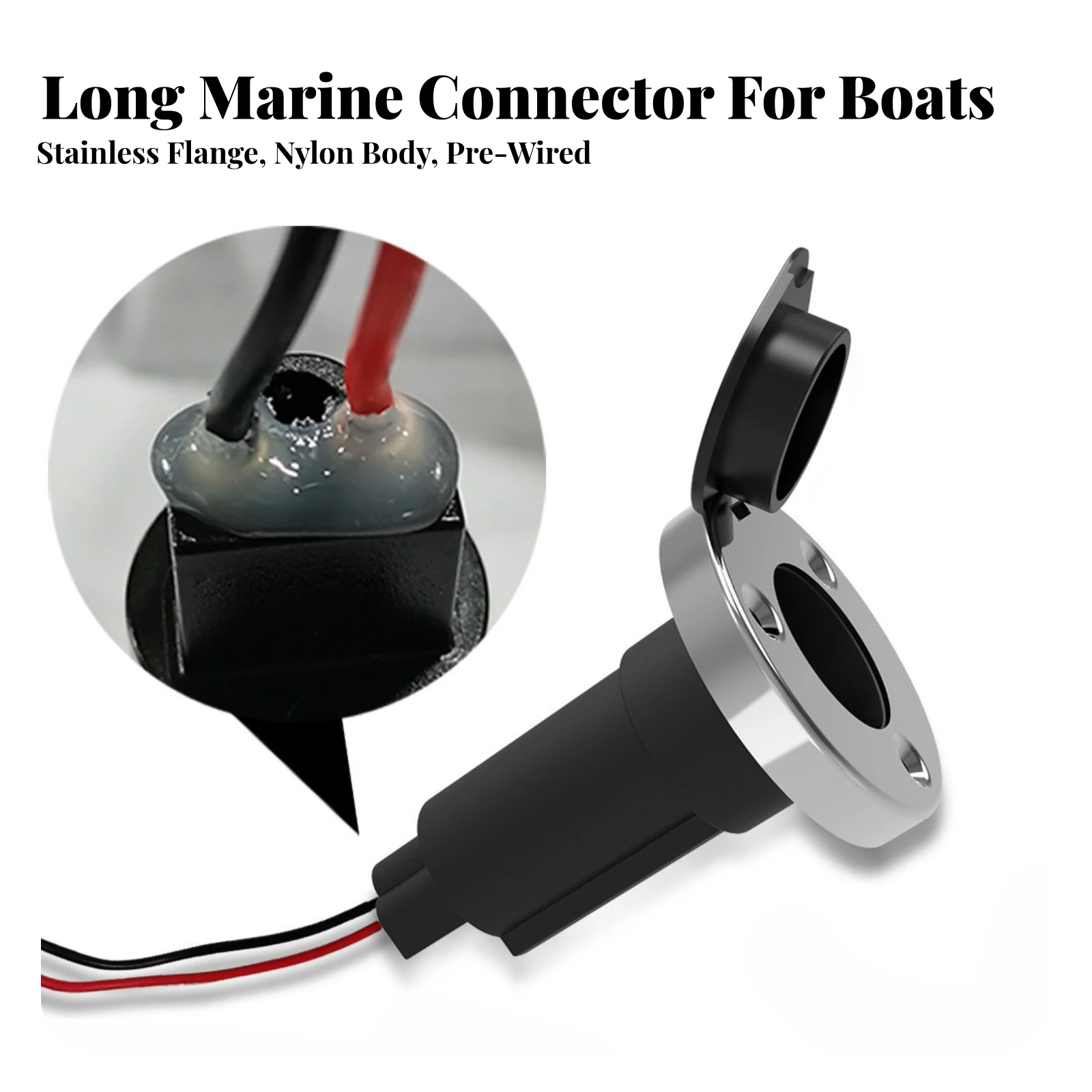 Marine Light Socket Base Stainless Steel Light Base with Safety Cap Hardware Dust-Proof Color-Coded for Boat Owners, Boats