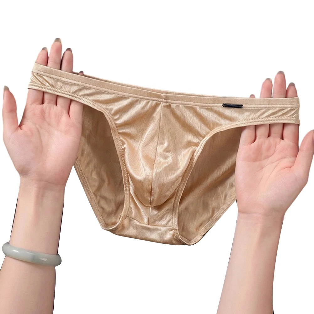 High Stretchy Briefs Men Flowing Briefs For Daily Use 70 Polyester 30 Spandex Flowing Glossy Fabric U-shaped Pouch Design