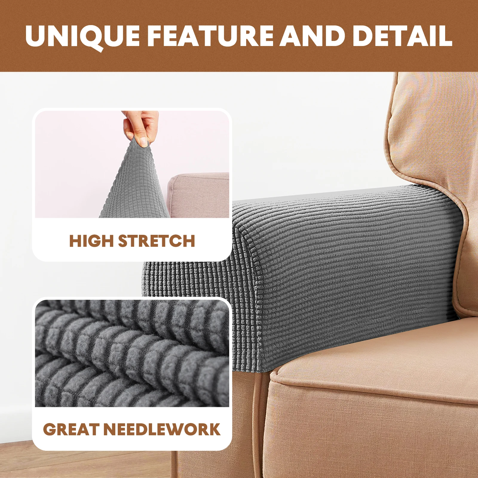 

2pcs Sofa Armrest Covers Waterproof Scratch Resistant Elastic Stretch Armrest Cover for Couch Office Chair Sofa Arm Covers Home