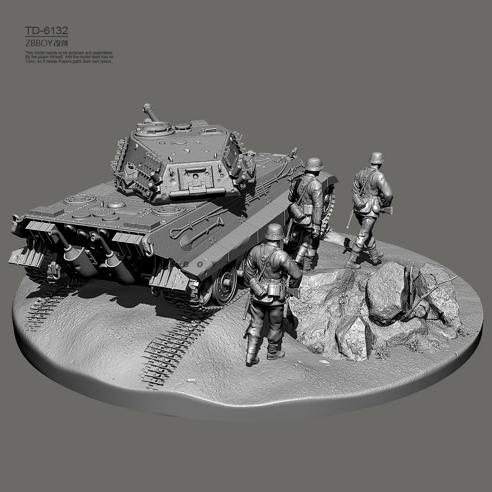 1/72 1/48 1/35 Resin Soldier model kits figure Tanks + Soldiers + Scenery （3D Printing ） TD-6132/3D  full set