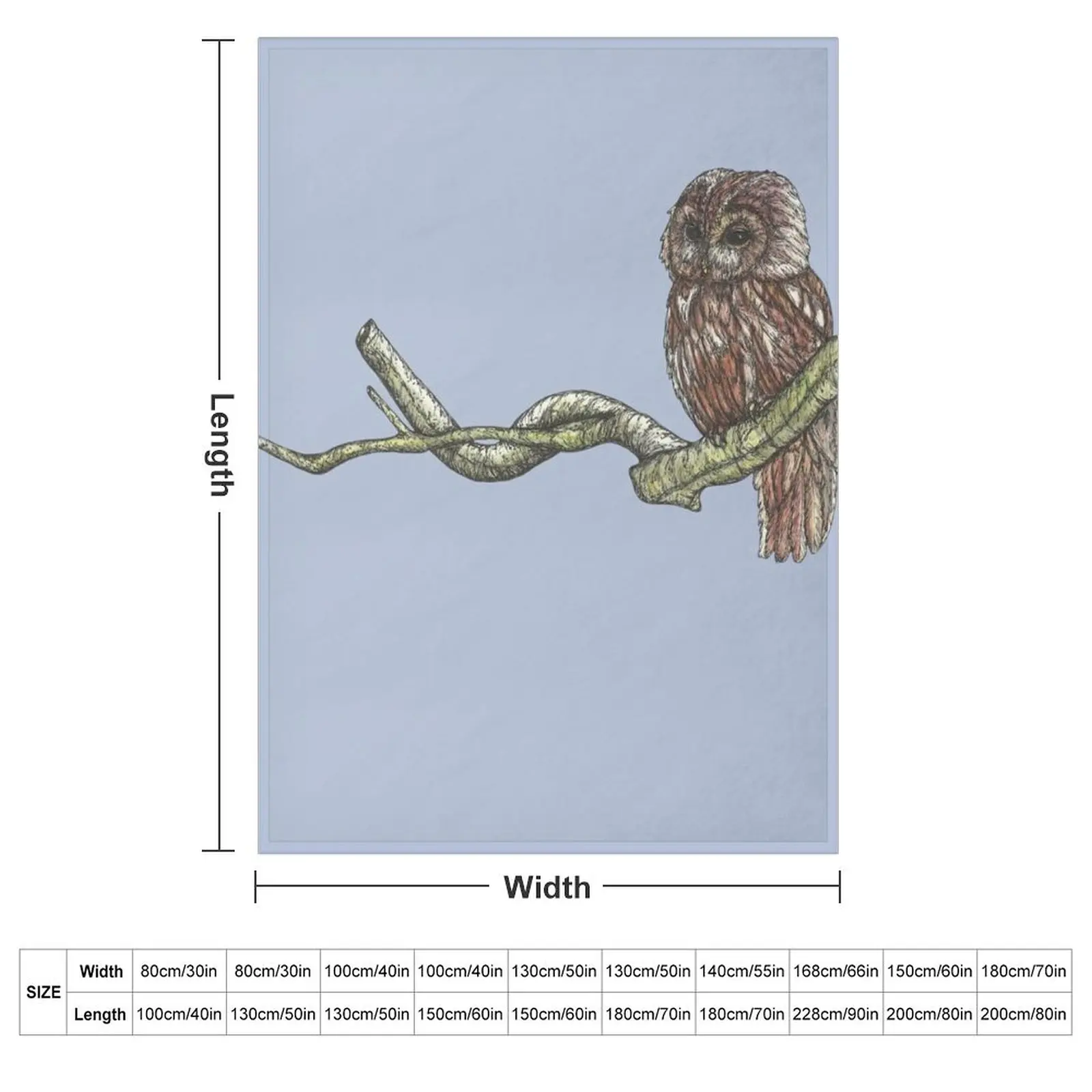 Tawny Owl on a Branch Throw Blanket Giant Sofa warm for winter Flannel Fabric Soft Blankets