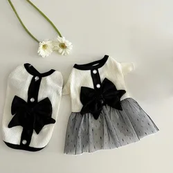 No Hat Summer Fashion Luxury Pet Dog Clothes Black and White Lace Bow Skirt Dog Dresses Teddy For Small Dog Clothing Puppy Vest