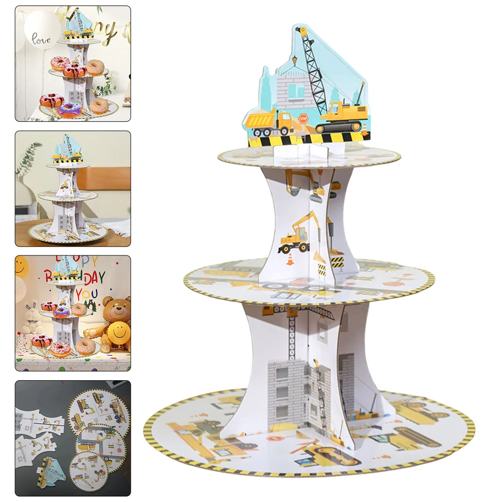 

Boys Birthday Party Cake Display Holder Three-Layer Cartoon Cake Stand Cupcake Display Dessert Rack Cupcake Stand