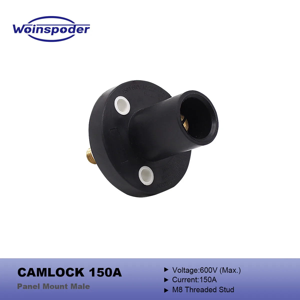 

WOINSPODER 150A 600V Cam-lock для крепления на панели, штекерный разъем M8, резьбовая шпилька, латунный контакт для временного распределения питания
