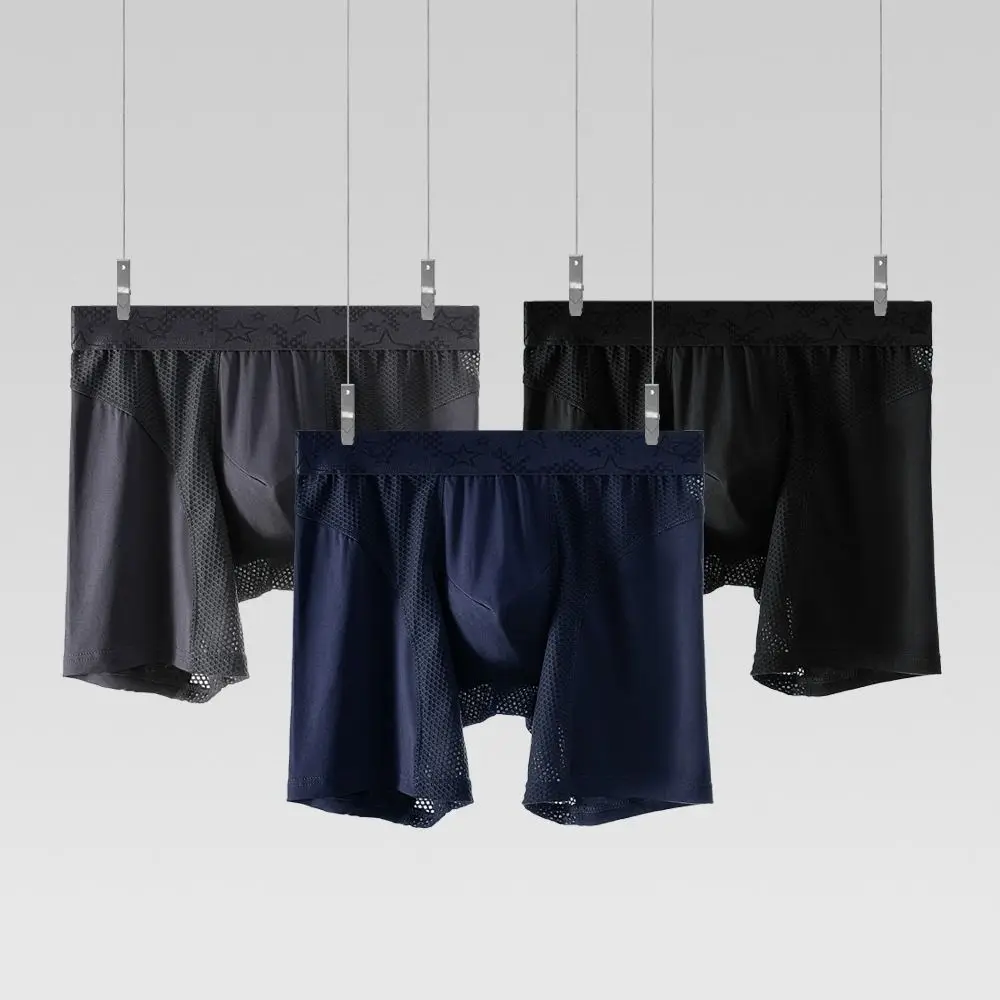 

Эластичные однотонные мужские трусы-боксеры со средней талией, тонкое нижнее белье для мужчин, простые трусы, сетчатые шорты-боксеры для плавания