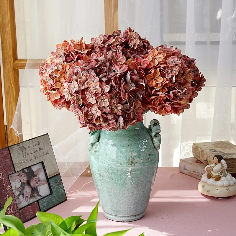 Artificial Flowers Silk Hydrangea for Home Decoration Accessories Wedding Decorative Fake Plants Vintage Photography Backgroun