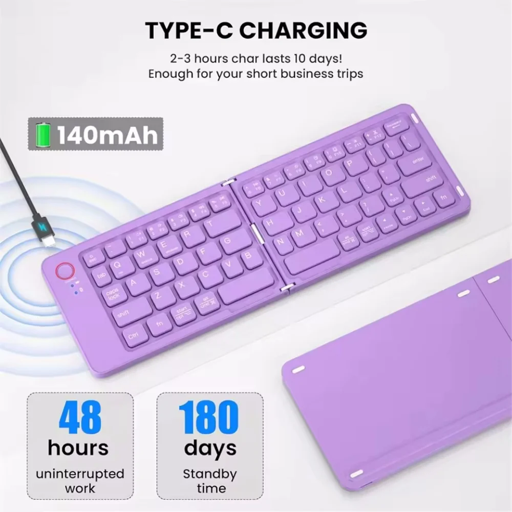 Portable Bluetooth Foldable Keyboard For IOS/Android/Windows Tablet Mobile Phone Portable Mini Keyboard Computer Accessories