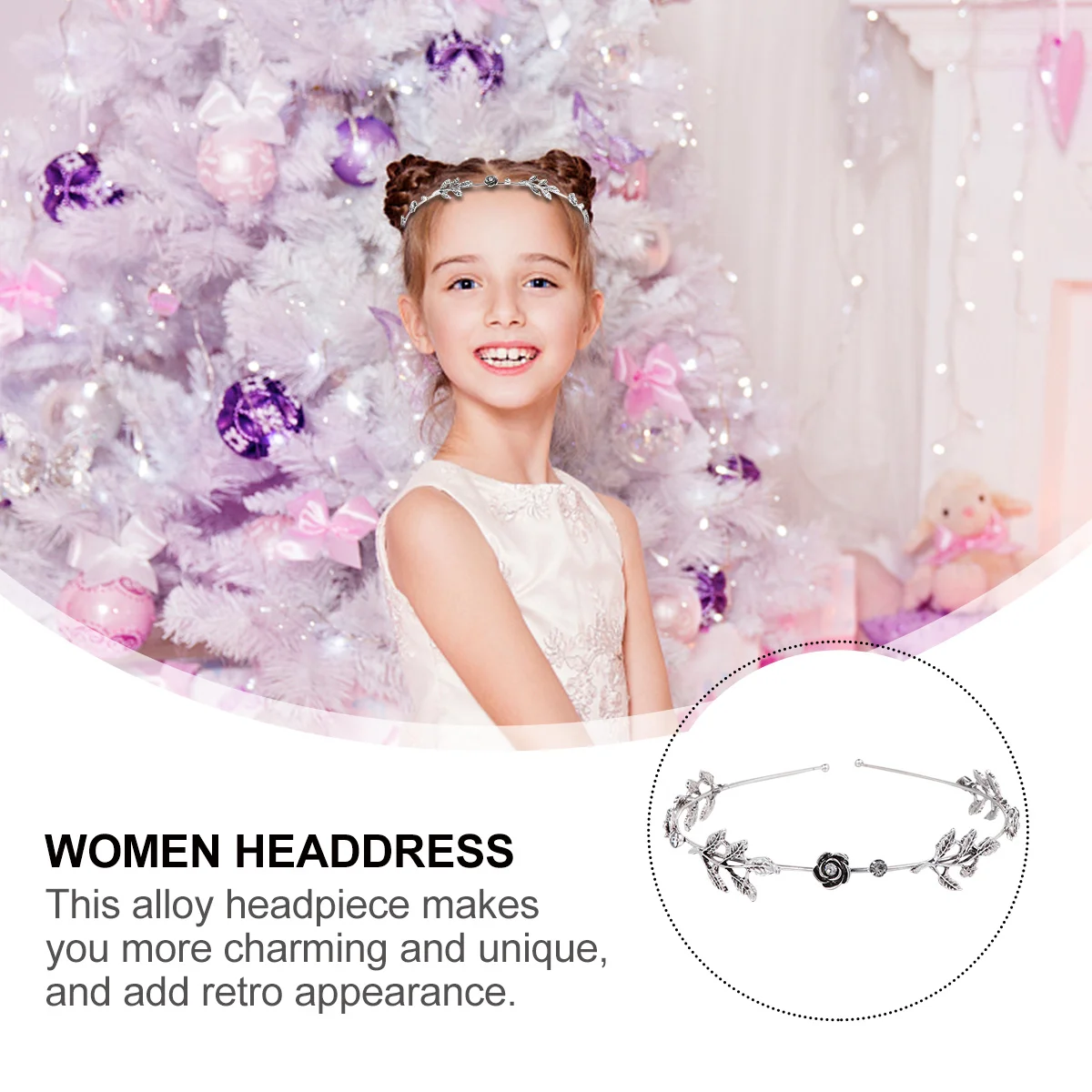 طوق الشعر بتصميم أوراق شجر ريترو يترك طوق الشعر أغطية الرأس الأنيقة للنساء لتزيين حفلات الزفاف والحفلات الراقصة #4