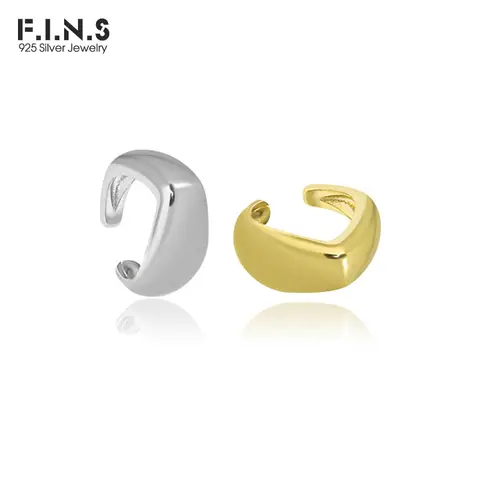 F.I.N.S 1 조각 미니멀리즘 부드러운 S925 스털링 실버 귀걸이없이 귀걸이 귀고리 비 피어싱 가짜 피어싱