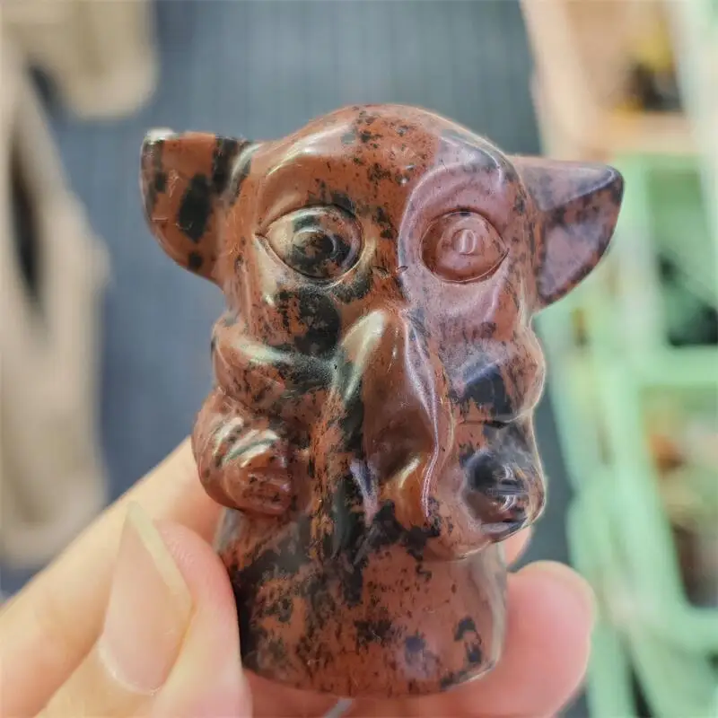 Natural Red Jasper Cartoon Carving Animal Healing Fengshui Stone Exquisite Holiday Decorate Holiday Gifts 1pcs