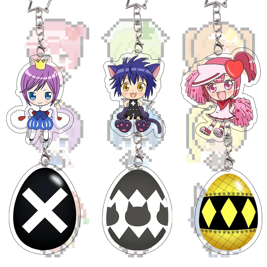 Kawaii Shugo Chara Acrylic Keychain Temari Yoru Ran Cute Anime Guardian Character Egg Keyring Shugo Chara Merch Chibi Gift