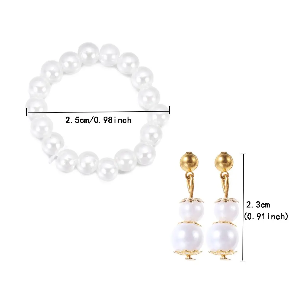 Collar Goth Pearl Choker Beads Necklace Neck Chain Pearl Necklace Earrings Doll Accessories