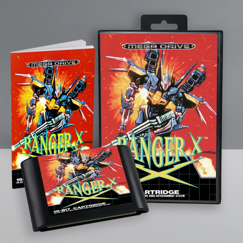 การ์ดเกม Ranger X 16 บิตพร้อมกล่องคู่มือสําหรับตลับคอนโซลวิดีโอเกม Sega Megadrive