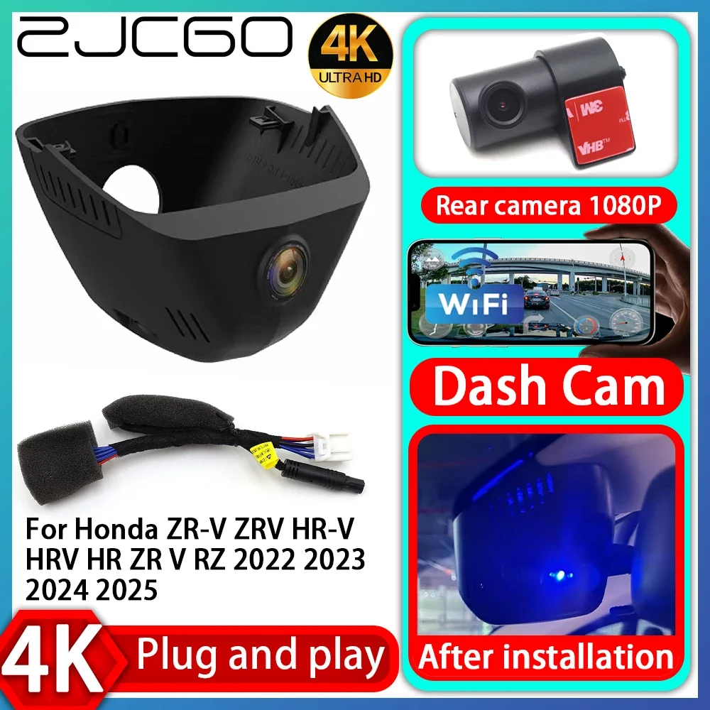 

ZJCGO UHD 4K 2160P Plug and Play DVR Dash Cam Video Recorder for Honda ZR-V ZRV HR-V HRV HR ZR V RZ 2022 2023 2024 2025