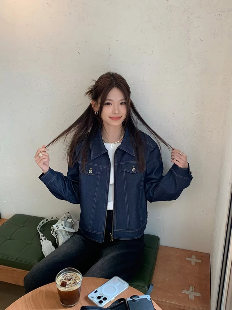 

Женская джинсовая рубашка Lumoder Blue ort Jaet, осенняя новинка, свободный крой, модная, из смесового полиэстера и хлопка, на пуговицах, с длинным рукавом