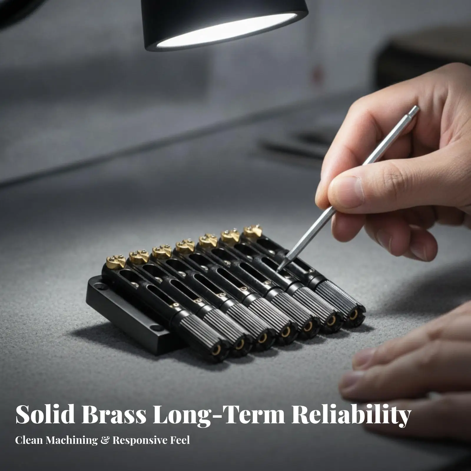 Slanted 7 String Guitar Bridge with Precision Tuners for Headless Electric Guitar Black Metal Brass Replacement Hardware