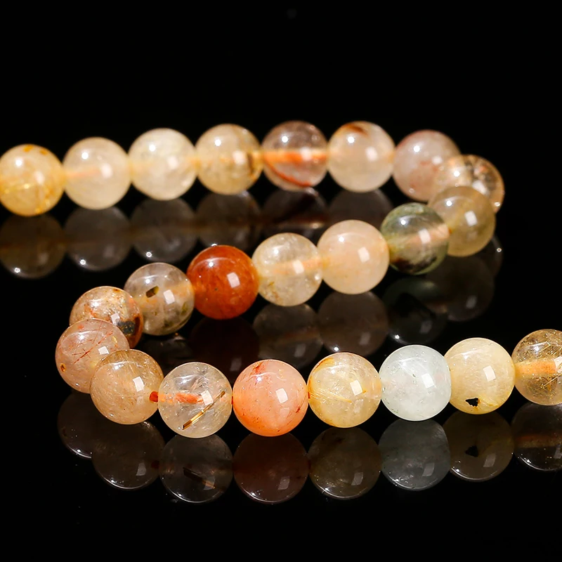 Natuursteen Gemengd Rutilated Quartz Kraal Ronde Losse Spacer Multi Kristal Voor Sieraden Maken Diy Ketting Armband Accessoire