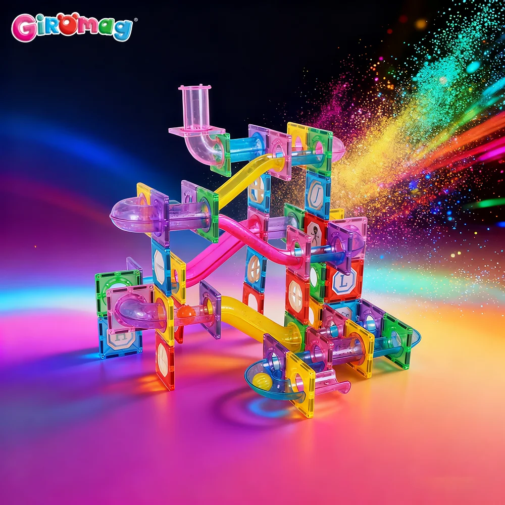 GIROMAG 10-110pcs Conjunto de construção de telhas e tubos magnéticos - STEM Brinquedos educativos de construção para crianças, meninos e meninas de 3 a 12 anos