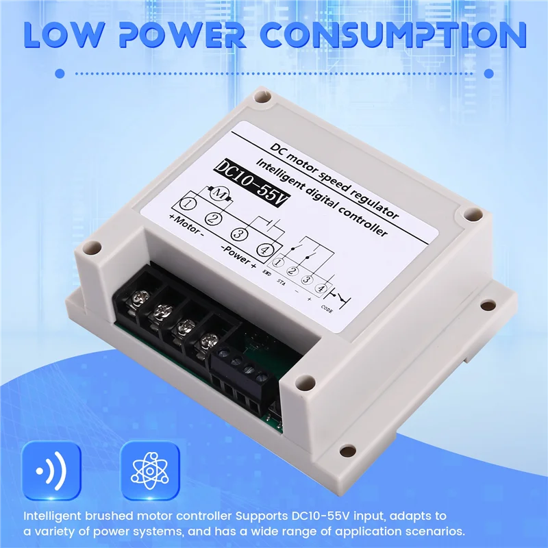 Módulo de controle remoto de exibição de corrente de tensão para controlador de velocidade de motor escovado DC 10-55V 30A para DIY