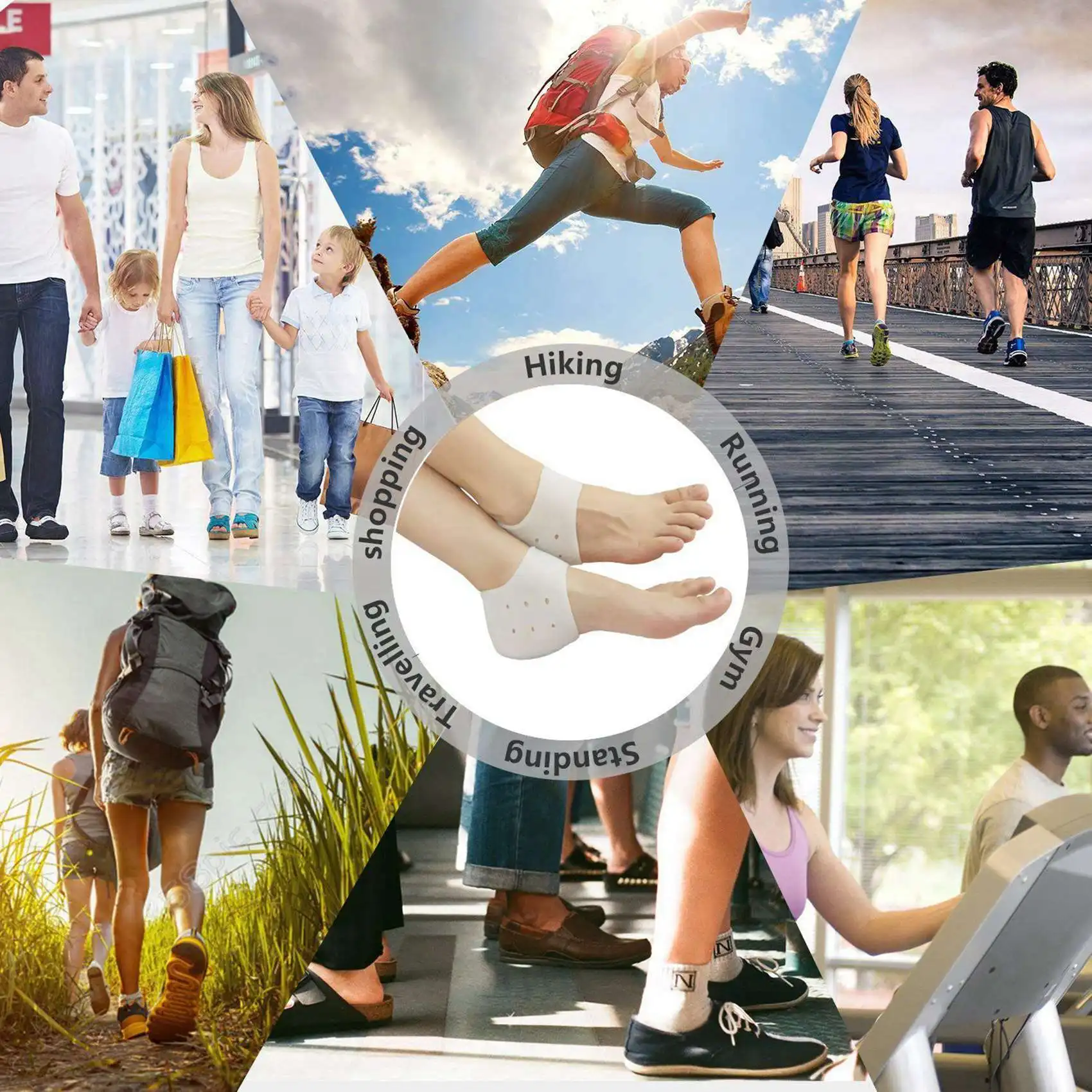 FX-Heel Cups Inserti per fascite plantare, Cuscinetti per tallone in gel Cuscino Nuovo materiale (6 paia) Ottimo per il dolore al tallone