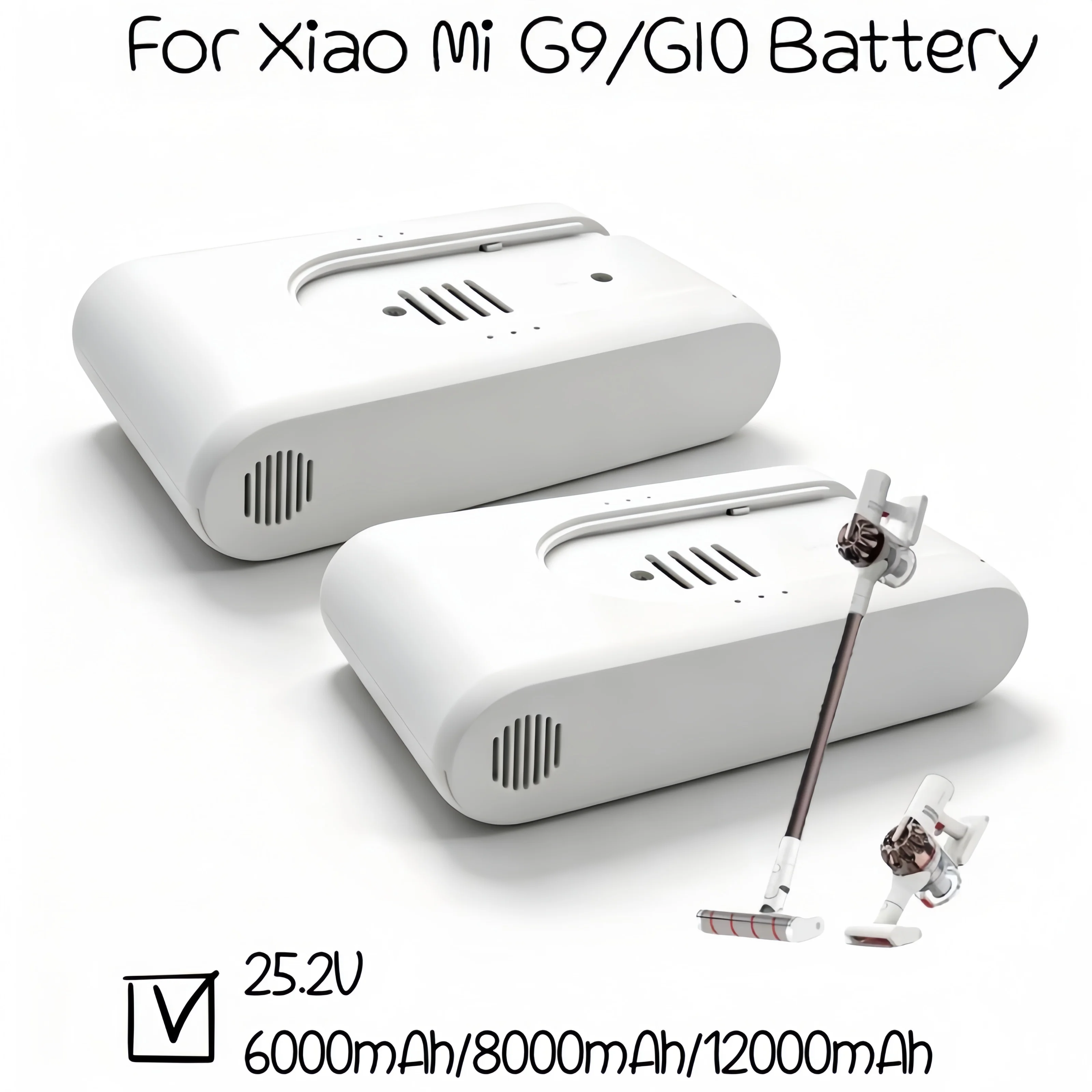 25.2V 6000mAh 8000mAh 12000mAh Rechargeable Battery for Xiaomi G9 G10 G10 Plus G10S Cordless Vacuum Cleaner Replacement