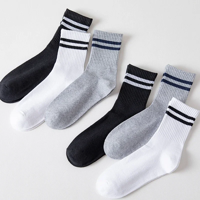 Solid Striped Black White Short Socks for Woman Harajuku Hip Hop Skateboard Crew Socks Cotton Casual Unisex Men/Women\'s Socks