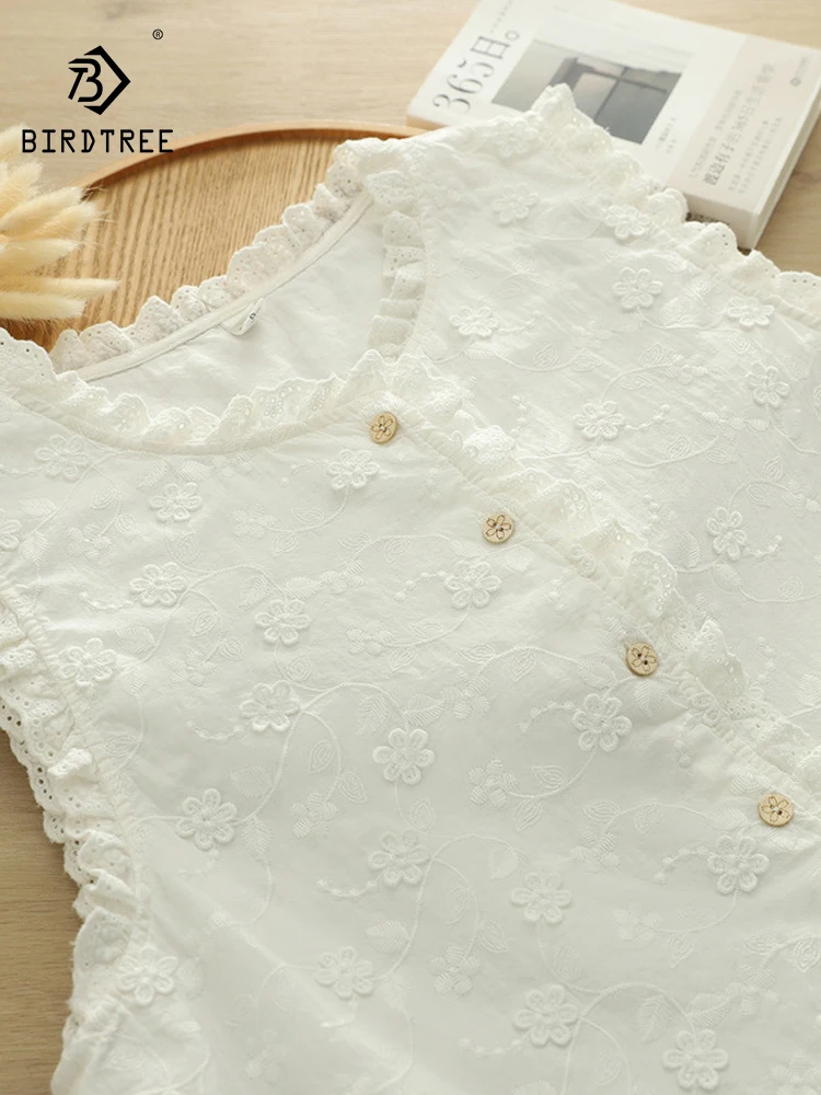 

Новый осенний хлопковый жилет 2025 года, женский свободный жилет с круглым вырезом и оборками, французское милое универсальное свободное пальто Mori Girl C59816CC