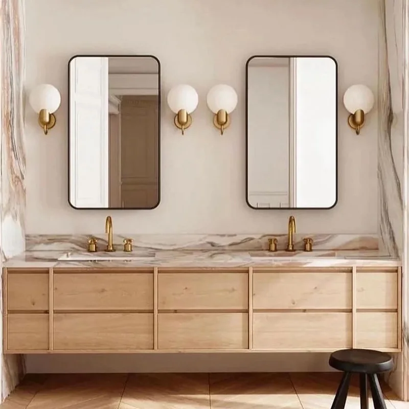 Medieval Double Basin Bathroom Cabinet Double Washbasin Cabinet Bone Line Retro Basin Large Storage Integrated Toilet Washbasin