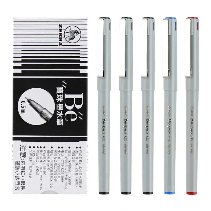 قلم الكرات الدوارة ZEBRA BE-100 - حبر أسود بنقطة إبرة 0.5 مم، كتابة سلسة للتوقيع التجاري والاستخدام المكتبي، تصميم ياباني