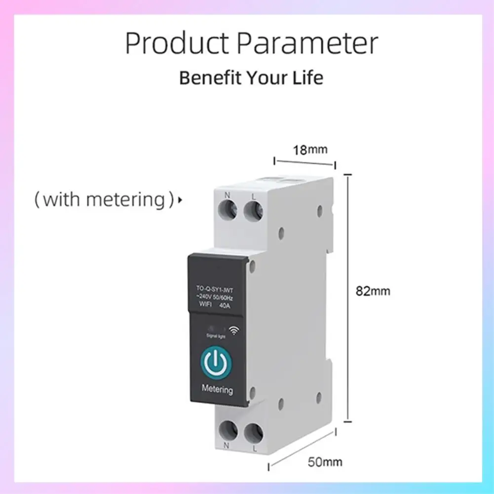 

AB25-TUYA WIFI автоматический выключатель 1P выключатель на DIN-рейку для умного дома беспроводной пульт дистанционного управления (черный с измерением 63А)