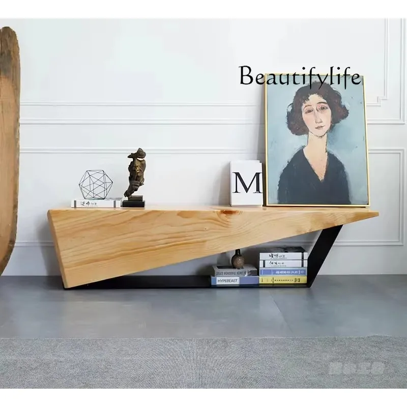 X35 Creative And Simple Industrial Style TV Cabinet Retro Nostalgic Solid Wood Bedroom Audio-visual Cabinet