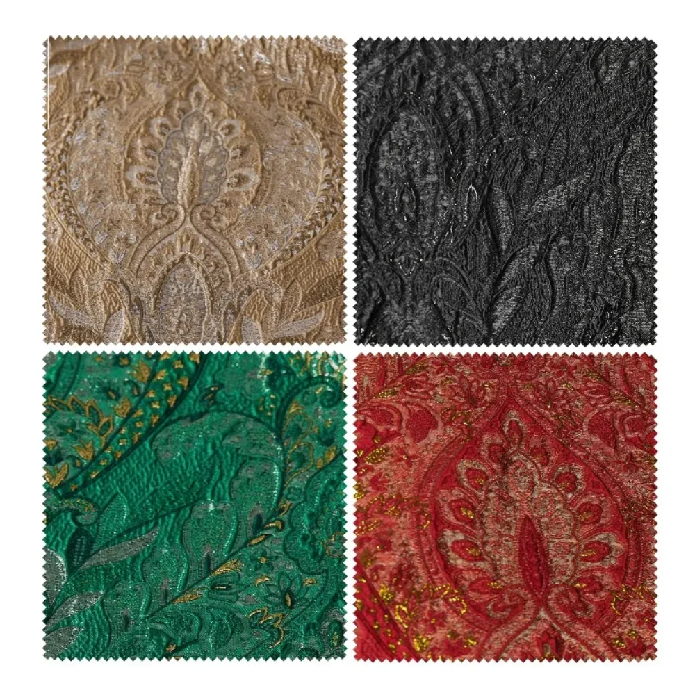 

Золотая классическая рельефная ретро жаккардовая ткань для верхней одежды, дизайнерская ткань на метр, одежда, материал для шитья своими руками, ткань