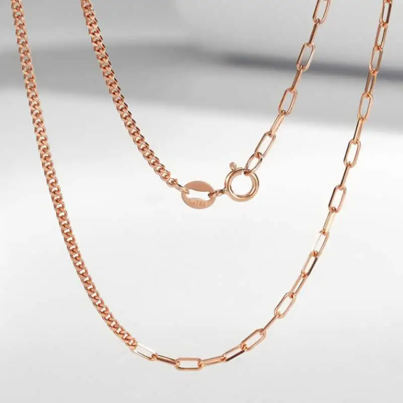 

New 18K Yellow Gold Necklace Chain AB Style Link Chain Necklace AU750 Gold Necklace